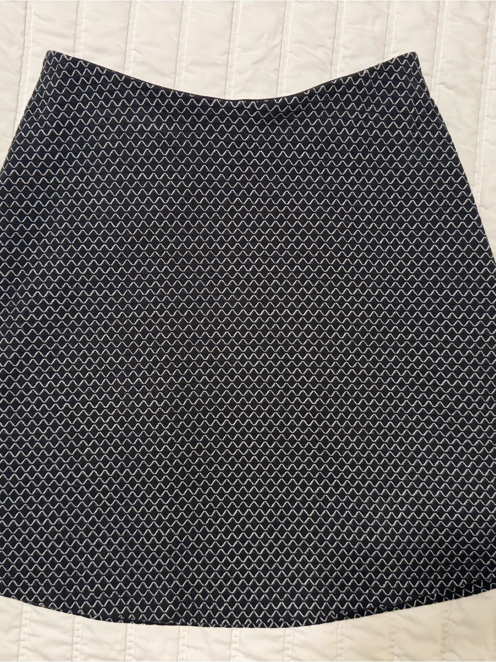 LOFT Black A-Line Skirt with White Geometric Print